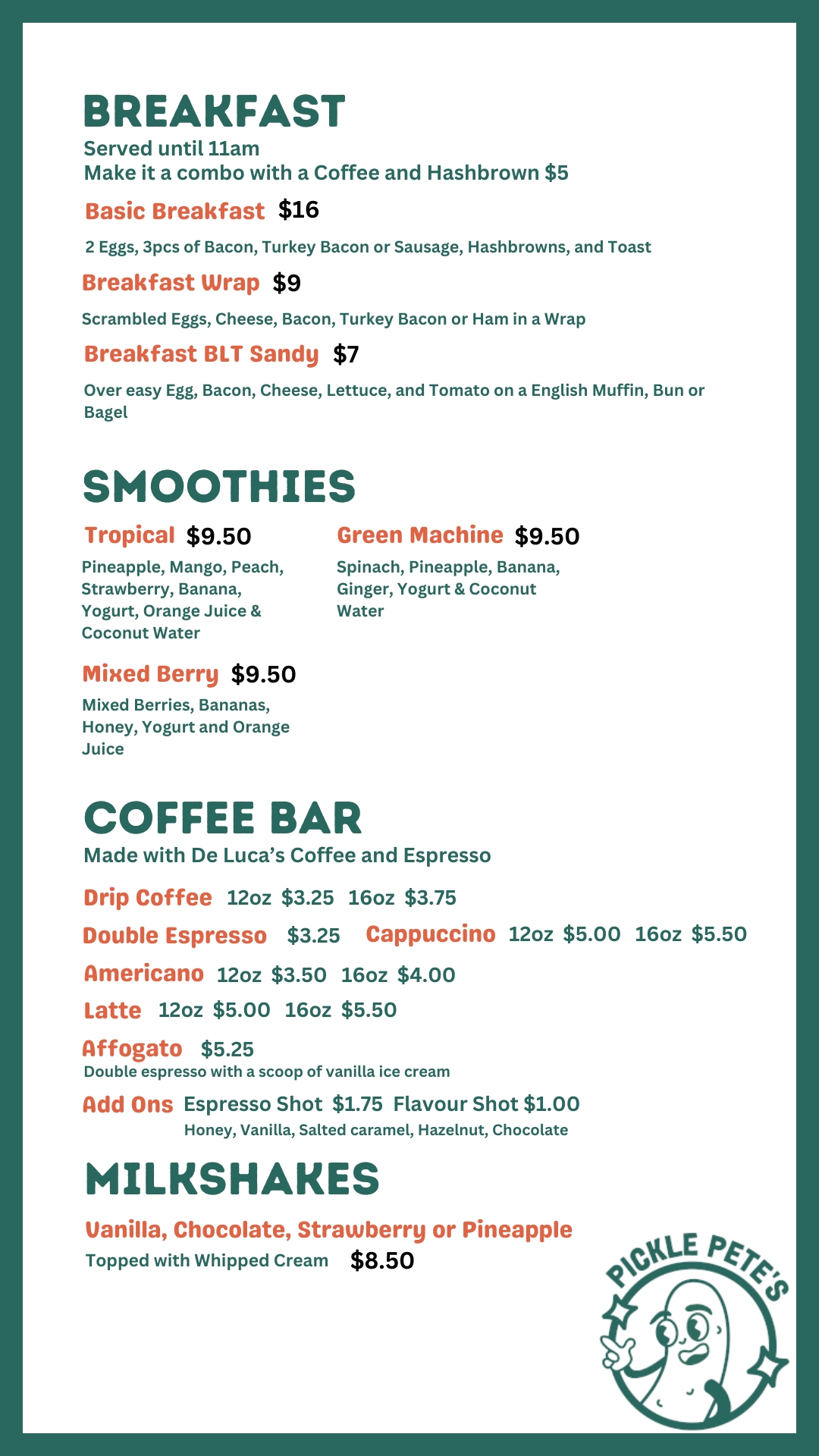 Breakfast Menu